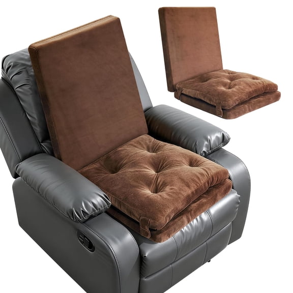 Recliner Seat Cushion Set With Backrest Standard Brown 3-Piece
