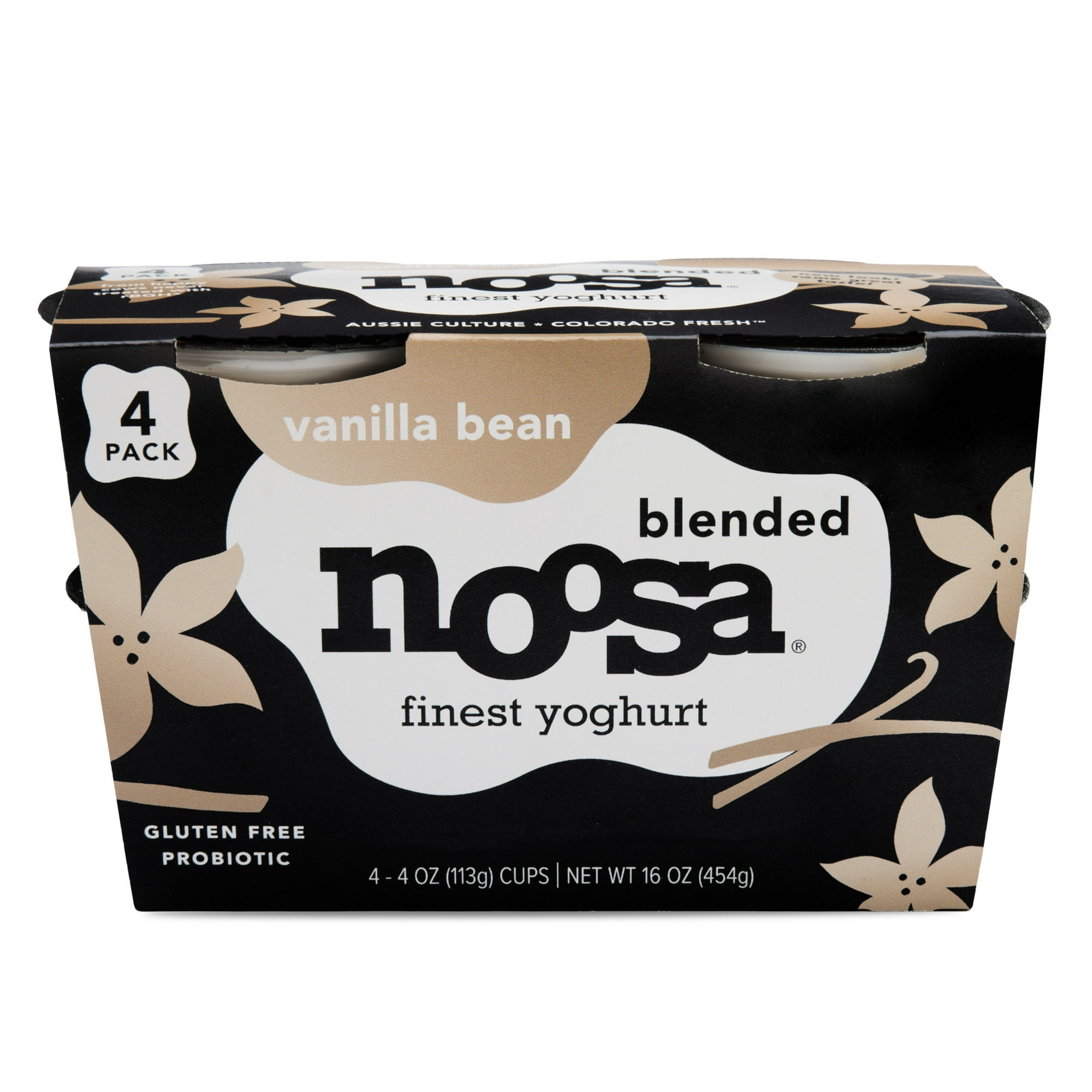 Noosa Yoghurt, Blended Whole Milk Yogurt, Velvety Smooth & Creamy, Vanilla Bean, 4 oz, Pack of 4