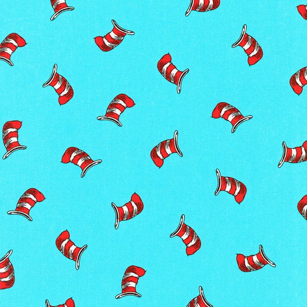 Robert Kaufman Fabrics Dr Seuss The Cat in the Hat Aqua