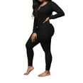 Musuos Women's Deep V Neck Onesie Pajamas Jumpsuit Romper Bodysuit with Drop Seat Butt Flap