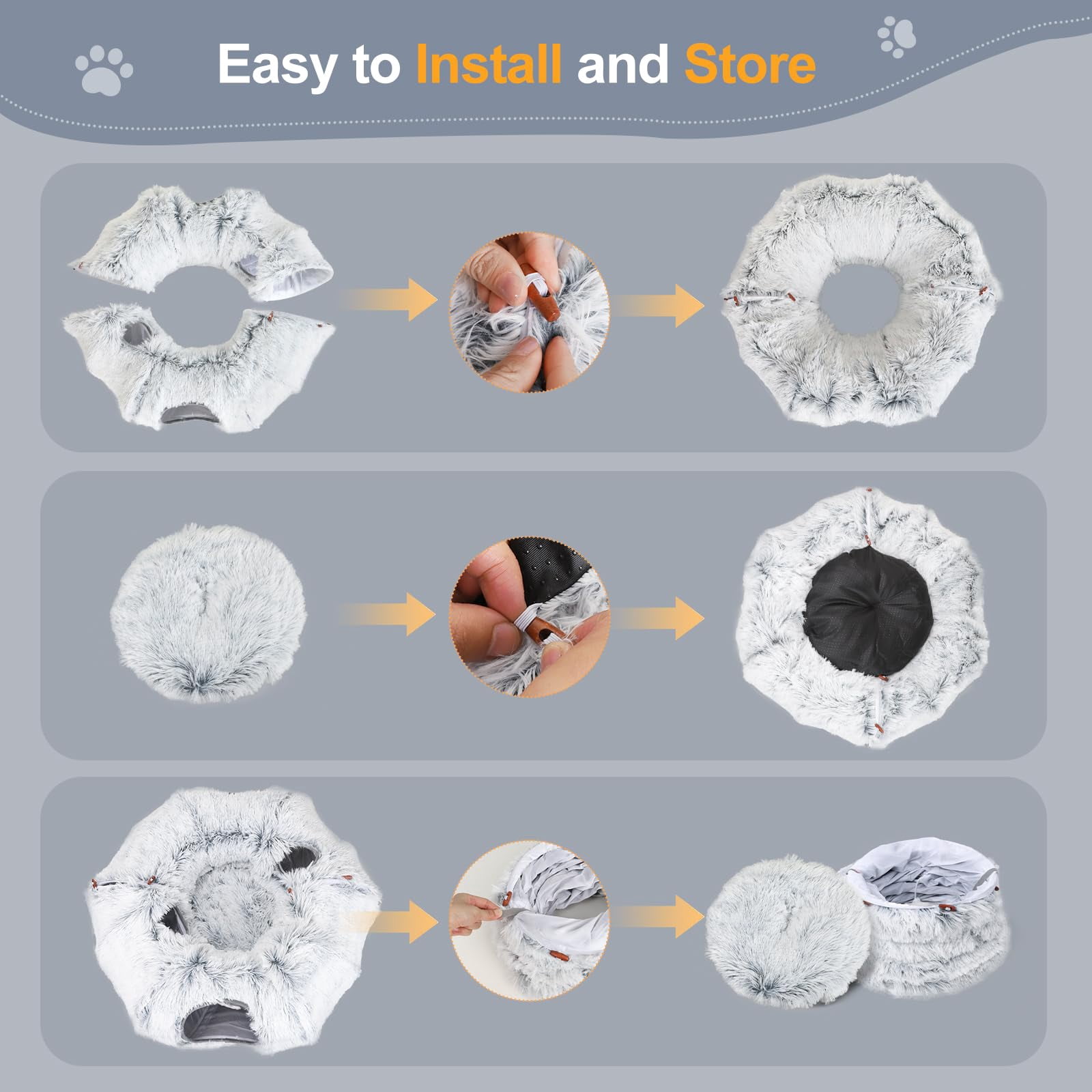 Cat Tunnel Bed For Indoor Cats  L Christmas Tree Skirts Washable Warm Soft Donut Multifunctional Interactive Playground Toys Felines Pet Decoration