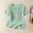 thumbnail image 3 of Uootdi Womens Embroidered Blouses Short Sleeve Split Neck with Floral Embroidered Placket Retro Chic Style Soft Comfortable Everyday Tops Gift, 3 of 9