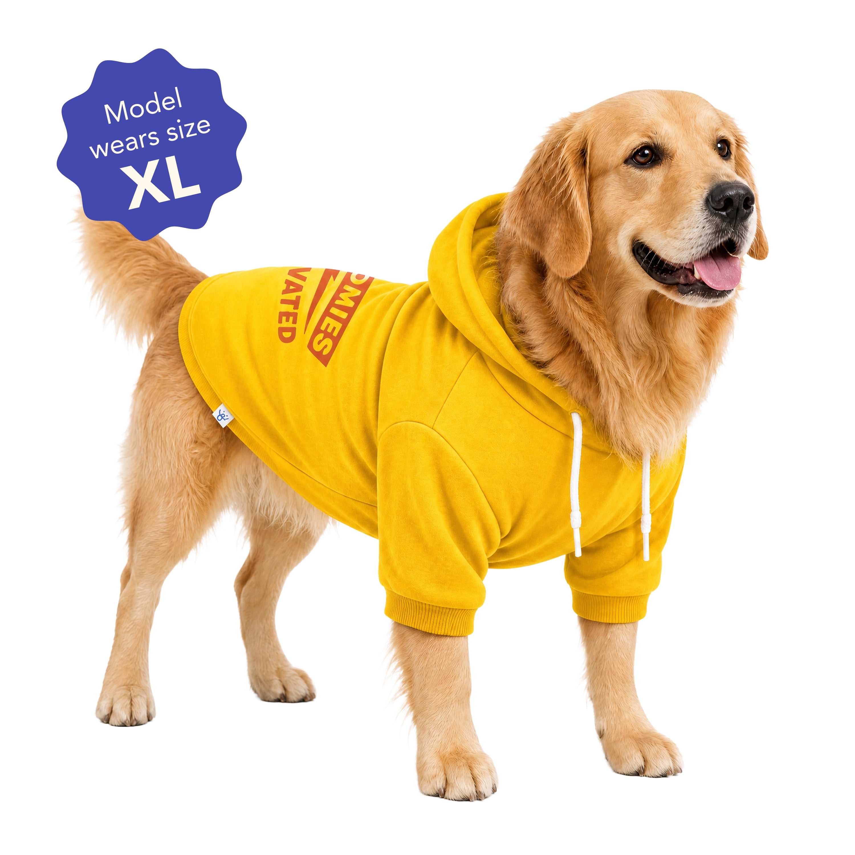 Oodles Zoomie Activated Fall Dog Hoodie, Yellow, XL