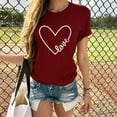 thumbnail image 2 of T Shirts For Women Valentine'S Day Short Sleeve O Neck Letter Print Heart-Shaped S Womens Blouses And Tops Dressy, 2 of 5
