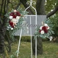 thumbnail image 2 of Faux Flower Swag Set of 2 for Wedding Welcome Signs Floral Swag Wedding Reception Ceremony Signs Decor for Outdoor Indoor - 24/16 inches (Red), 2 of 6