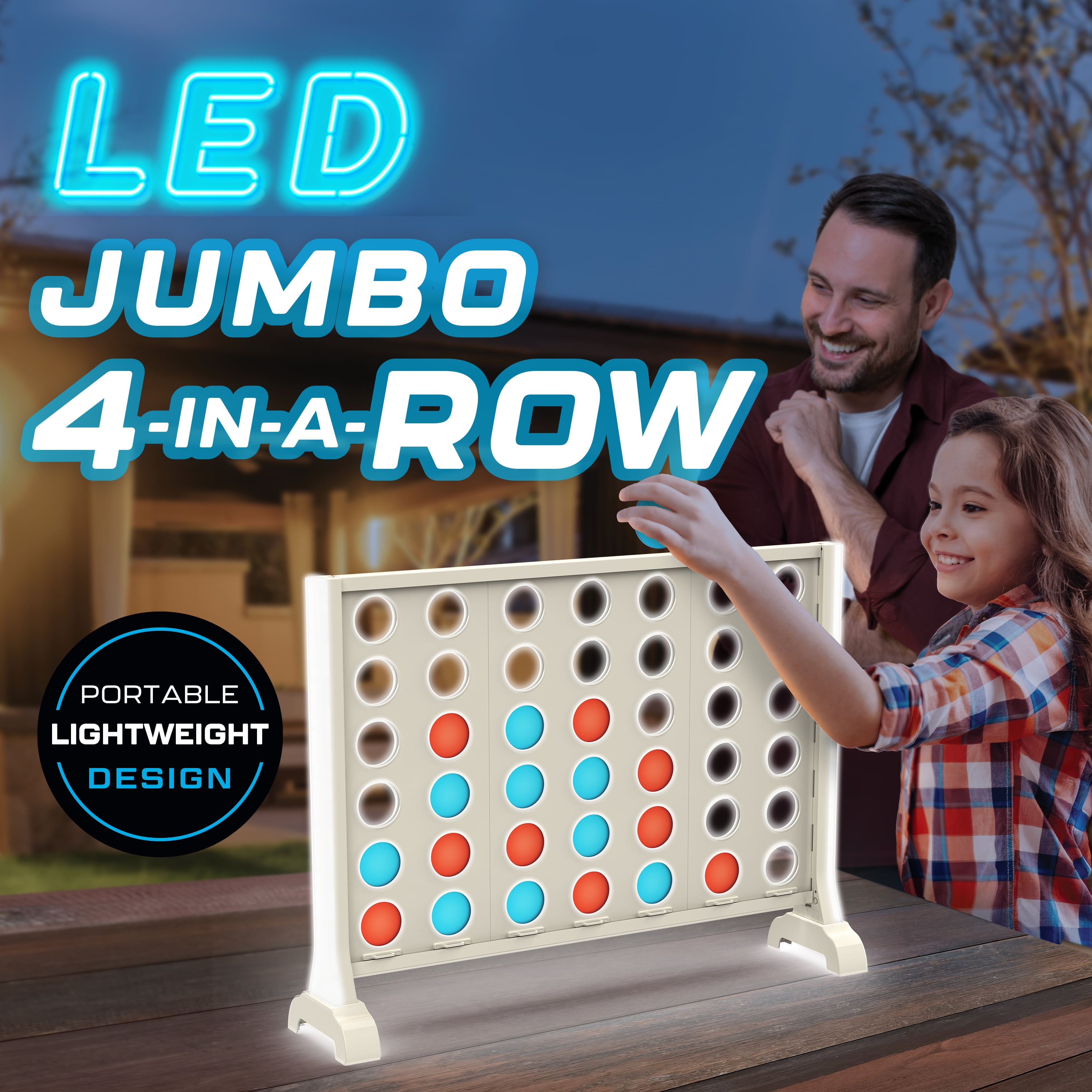 LED Jumbo 4-in-a-Row, Indoor and Outdoor Table Game, for All Ages, by MinnARK