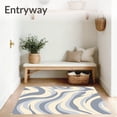 thumbnail image 3 of ODIKA 3'x5' Machine Washable Non-Slip Area Rug, Abstract Waveforms with Monochrome Contrast and Fluid Edges High Traffic Rug, Gray, 463913, 3 of 5