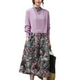 thumbnail image 5 of Dxzfnsa Women's Floral Maxi Dress 2025 Fall Long Sleeve Round Neck Casual A Line Long Flowy Boho Party Dresses(Purple,M-2XL), 5 of 8