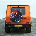 thumbnail image 7 of DouZhe Waterproof Spare Tire Cover, Red White and Blue Stars Prints Adjustable Wheel Covers Fit for Jeep Trailer RV SUV Car, 15 inch, 7 of 7