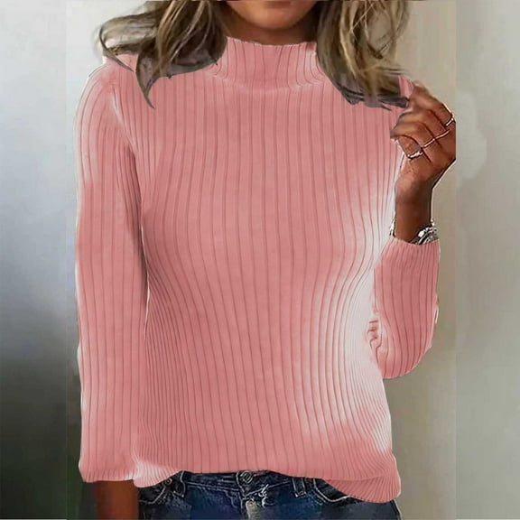 FDGIU 2025 Women's Turtleneck Knit Sweater - Oversized Cable Knit Long Sleeve Pullover, Loose Fit Winter Fashion Top