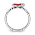 thumbnail image 2 of Sterling Silver Polished Red Enameled Heart Ring, 2 of 7