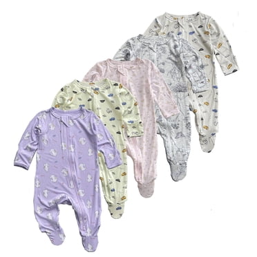 Bellafa Unisex Baby Footies Pajamas,Rayon Derived From Bamboo,Buttery Soft Sleep 'N Play PJs,2-Way Zipper Toddler Sleeper,0-18 Months