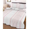 thumbnail image 3 of Quilts King Size, Pink Striped Soft Comforter Bedding Set for Bed, Farmhouse Thin Vertical Stripes Modern Lightweight Quilted Bedspread with Pillow Cover(2 Pieces) for All Season, 96x106 Inch, 3 of 9