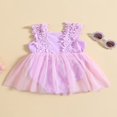 thumbnail image 2 of Bébé Filles Romper Robe Dentelle Fleur Maille Tulle Jupe Ourlet Combinaisons d'Été Bodysuits, 2 of 5