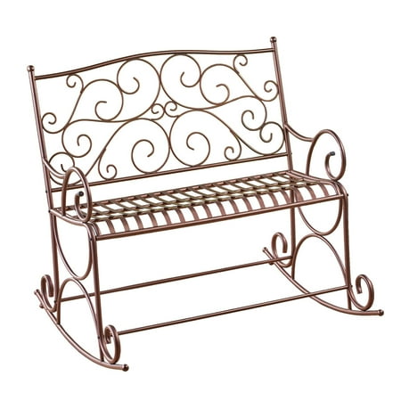 Outdoor Metal Scroll Double Rocking Chair Garden Bench ...
