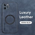 thumbnail image 5 of Allytechgroup MagSafe Compatible Phone Case for Apple iPhone 12 Pro Max, Slim Fit PU Leather TPU Back Cover Magnetic Shockproof Bumper Lightweight Retro Case Cover for iPhone 12 Pro Max, Blue, 5 of 10