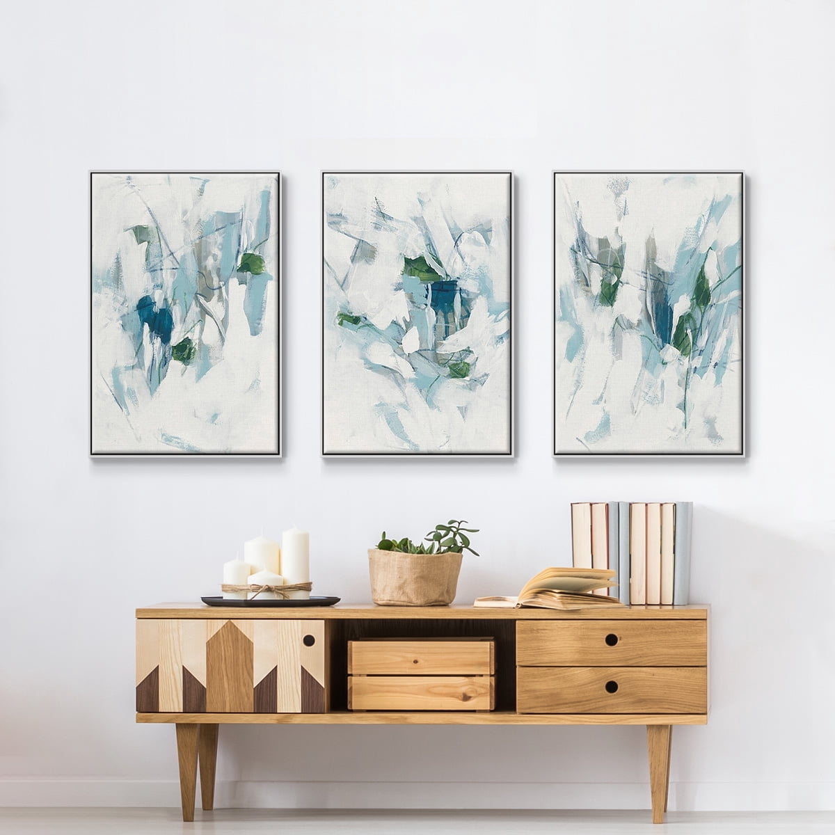Ice Cavern I - Framed Premium Gallery Wrapped Canvas L Frame 3 Piece Set - Ready to Hang