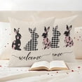 thumbnail image 3 of Rabbit Pillow Covers 2 Pack Floral Plaid Bunny Pillowcase Waterproof Outdoor Throw Pillow Cover for Patio Garden Square Cushion 18”x18”, 3 of 9