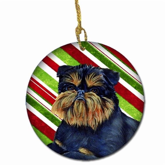 Brussels Griffon Candy Cane Holiday Christmas Ceramic Ornament LH9253