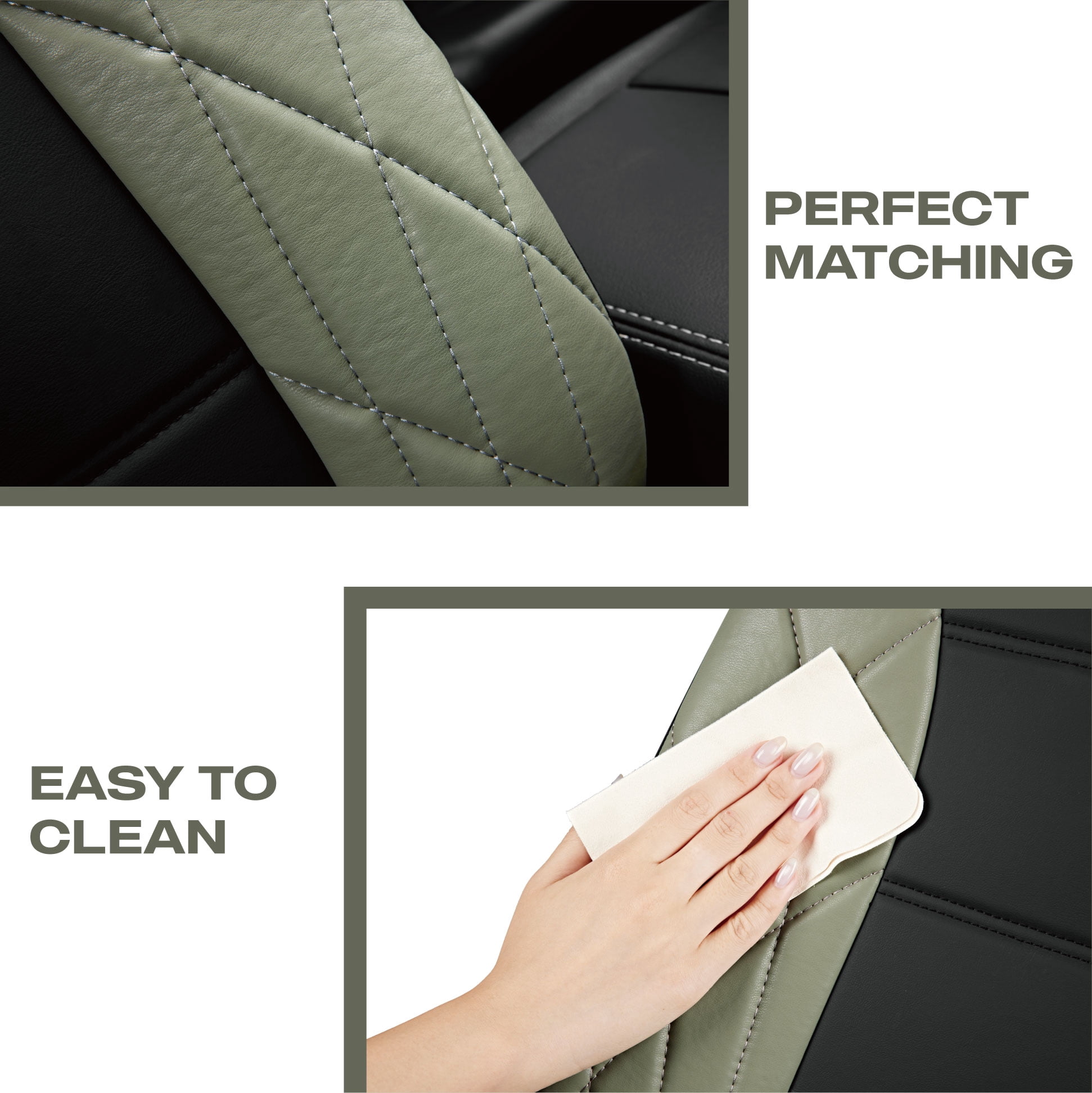 Auto Drive 2-Piece Premium Sierra Luxury Soft Leather Seat Covers - Universal Fit, 25SC25