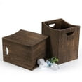 thumbnail image 3 of 5.3 Gallon Rustic Wood Trash Can Wastebasket with Handles, Brown, Set of 2, 3 of 8