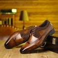 thumbnail image 3 of Men's Two-Tone Brown Leather Wingtip Brogue Oxford Dress Shoes, 3 of 8
