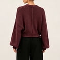 thumbnail image 4 of Teylalorva Women's Sweater Crew Neck Plain Long Sleeve Knit Pullover Essential Basic For Closet Wine Size S, 4 of 7