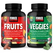 Force Factor Fruits & Veggies, Fruit & Vegetables Supplements for Adults, Whole Food Ingredients & Antioxidants, No Fillers, 2-Pack, 90 Capsules Each