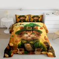 thumbnail image 2 of Feelyou Luck Cat Kids Queen Comforter Set, Shamrock Leaf Plant Bedding Comforter Set, 3pcs, 2 of 8