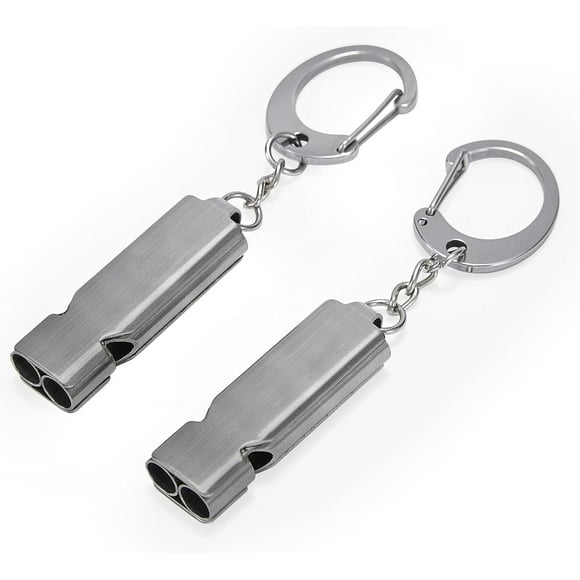 Lunfar Whistle for Coaches Teachers, Emergency Survival Stainless Steel Whistles 2 Pack with Keychain for Referee Train Hiking Sports Boating Kayak Life Vest Jacket Lifeguard Outdoor Security