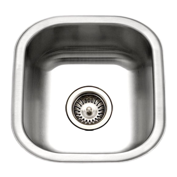 Houzer Club Stainless Steel Kitchen Sink for Bar & Prep: 17 Inch Undermount Single Bowl Sink with Strainer, Durable & Versatile, Essential for Home & Apartment: MS-1708-1