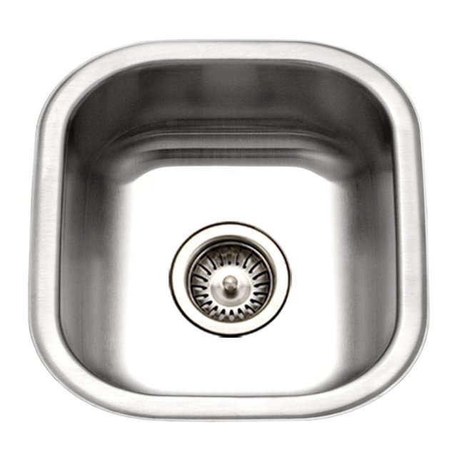 Houzer Club Stainless Steel Kitchen Sink for Bar & Prep: 17 Inch Undermount Single Bowl Sink with Strainer, Durable & Versatile, Essential for Home & Apartment: MS-1708-1