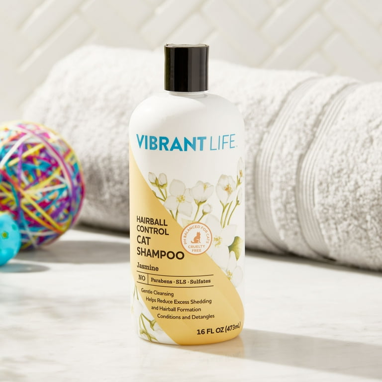 Vibrant Life Hairball Control Cat Shampoo with Jasmine, 16 fl oz