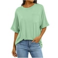 thumbnail image 2 of yillto Womens Short Sleeve Oversized Tops Crewneck Summer Basic Casual Loose T Shirt with Pockets, 2 of 7