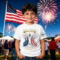 thumbnail image 2 of lnmuld Independence Day Boys "250 Years America Strong" Patriotic Graphic Short Sleeve T-Shirt Color:White,Size:4-5 Years, 2 of 6