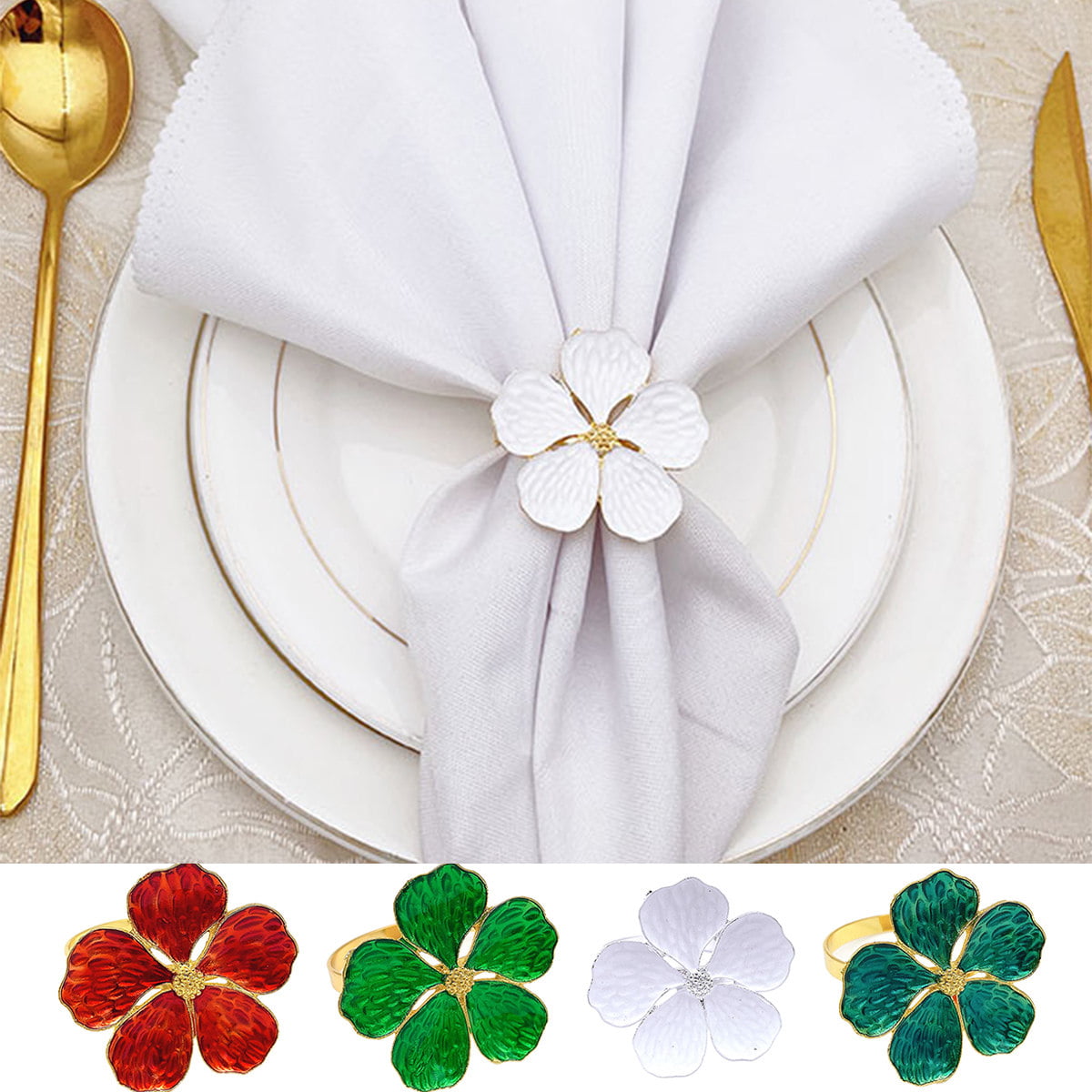 6Pcs Serviette Napkin Rings Holder Buckle Dinner Towel Wedding Party Table Decor 