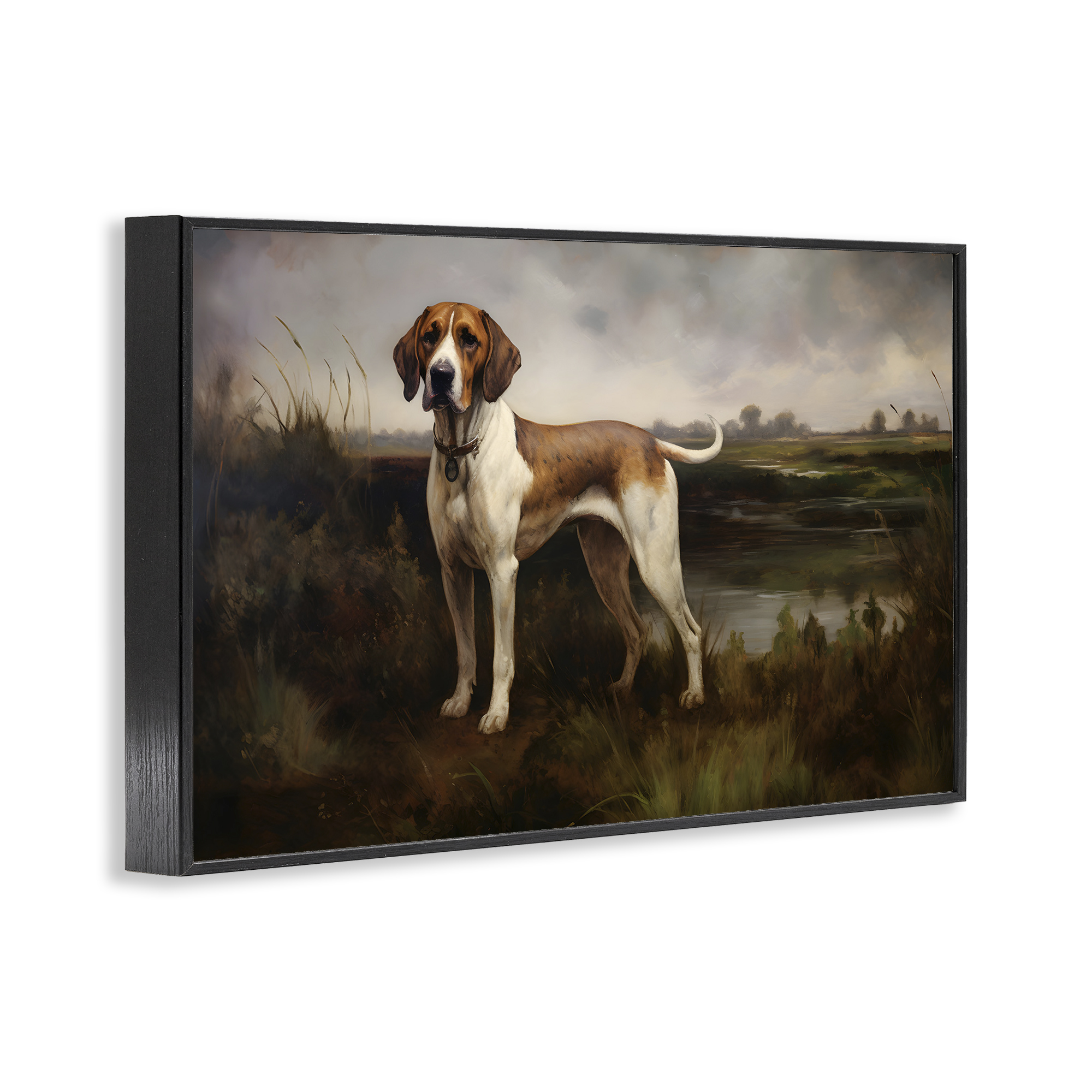 Stupell Industries On The Hunt Landscape Landscape Painting Black Framed Art Print Wall Art, 30 x 20