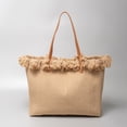 thumbnail image 5 of Bolso de hombro de viaje para mujer con borla de lona bolso diario para mujer Beige, 5 of 5