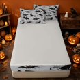 thumbnail image 4 of Erosebridal Halloween Black Cat Zipper Queen Comforter Set with Fitted Sheet and 2 Pillowcases, Cute Bat Zipper Bedding Set for Boys Girls, Light Gray Black Orange, Gray Reversible, 4 of 7