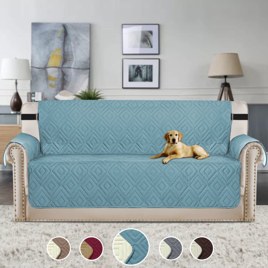 Turquoize 1Piece Upgraded Diamond Pattern Reversible Quilted Sofa Pet