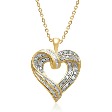 1/2 Carat T.W. Diamond Brass with Yellow Plating Heart Pendant