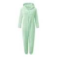 thumbnail image 7 of mgoYE Girls Fleece Hooded Onesie Pajamas 2-13 T Cute One Piece Fuzzy Sleepwear Zip Up Jumpsuits Winter Warm Lounge Outfits(Mint Green,13-14 Years), 7 of 7