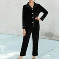 thumbnail image 2 of HJYCHN Velvet Pajama Set with Elegant Lace Suspenders and Comfortable Shorts for Cozy Home Wear and Relaxation Black XXL, 2 of 5