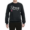thumbnail image 2 of Wild Bobby Strong Joshua 1:9 Breast Cancer Breast Cancer Awareness Unisex Crewneck Sweatshirt, Black, Small, 2 of 6