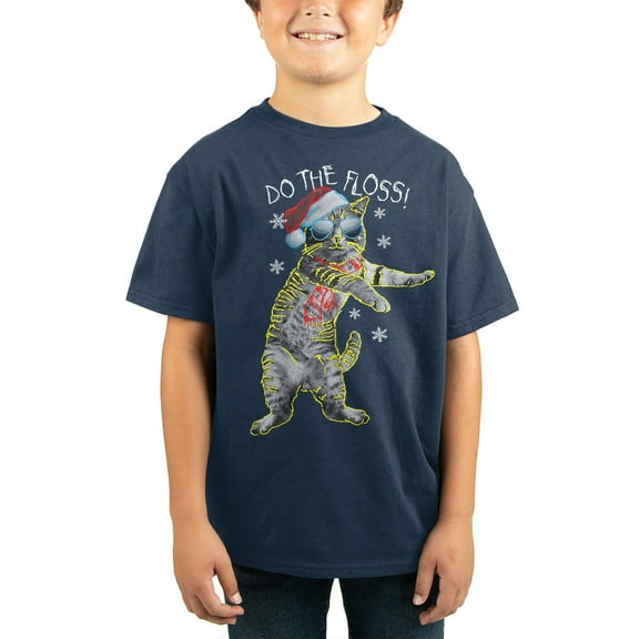 Santa Cat 'Do The Floss' Youth Short-Sleeve T-Shirt-Medium