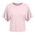 thumbnail image 4 of Cnbwig Women's Summer Tops Fashion Casual Loose Cropped Tee with Irregular Hem and Waistband Solid Color Short Sleeve Shirts Streetwear Basic Top, 4 of 6