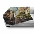 thumbnail image 3 of Urban Soft Flannel Fleece Throw Blanket, Street in Beverly Hills CaliforniPalm Trees Houses Famous City Photo, Cozy Plush for Indoor and Outdoor Use, 70" x 90", Pale Blue Peach Green, by Ambesonne, 3 of 6
