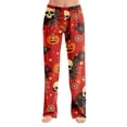 thumbnail image 3 of Zorvxlyn Ghost Pumpkin Spider Web Graphic Women Pajama Pants Wide Leg Pj Bottoms Women Halloween Print Women Lounge Pants, 3 of 10