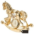thumbnail image 4 of Matashi  24K Gold Plated w/ Crystal Rocking Horse Desk Clock Ornament, 4 of 5