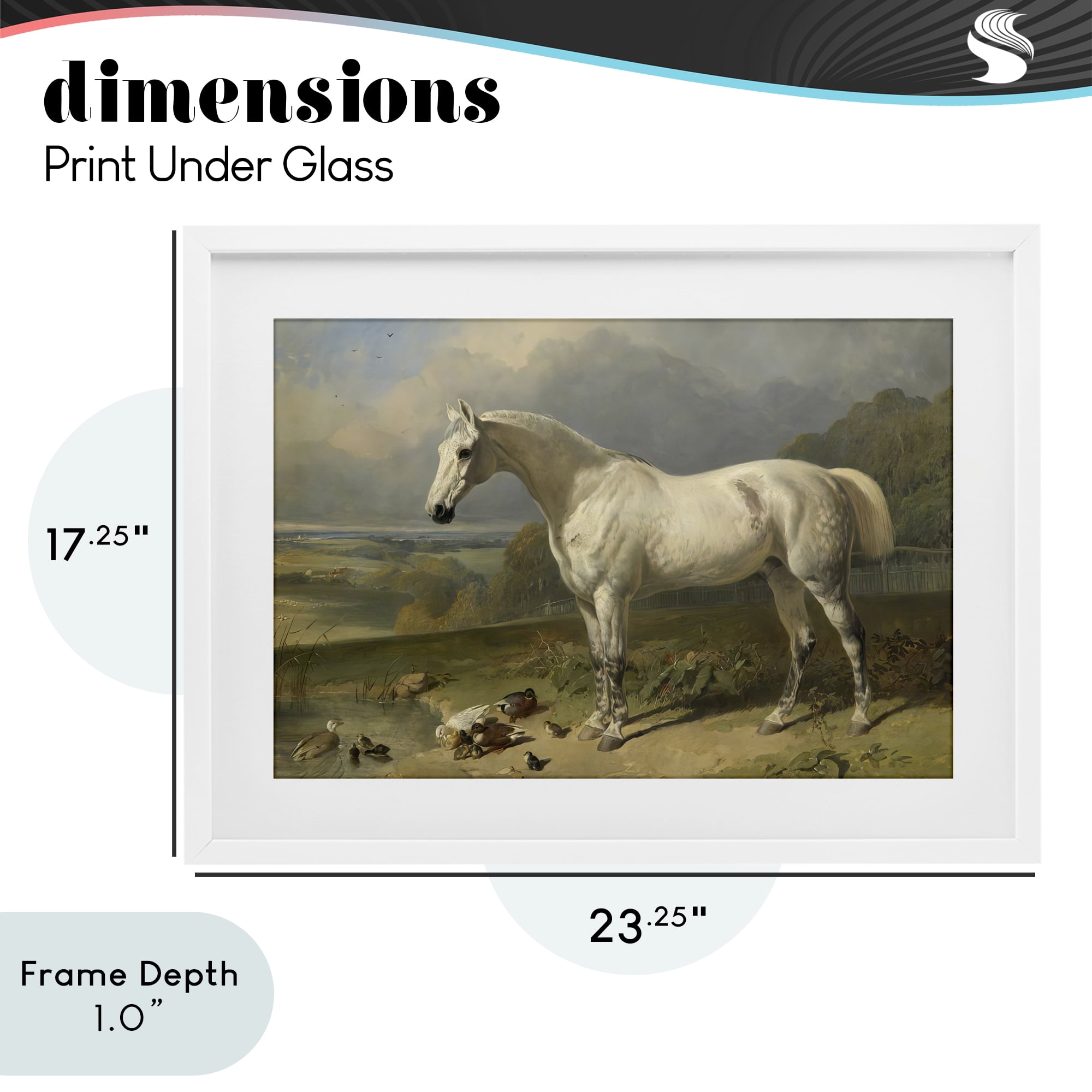 Stupell Industries Grey Horse And Ducks In Landscape White Framed Print Under Glass, design by Tina LeCour